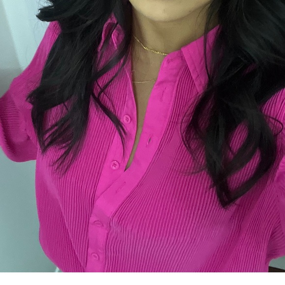 PLT pink button up oversized - Picture 4 of 4